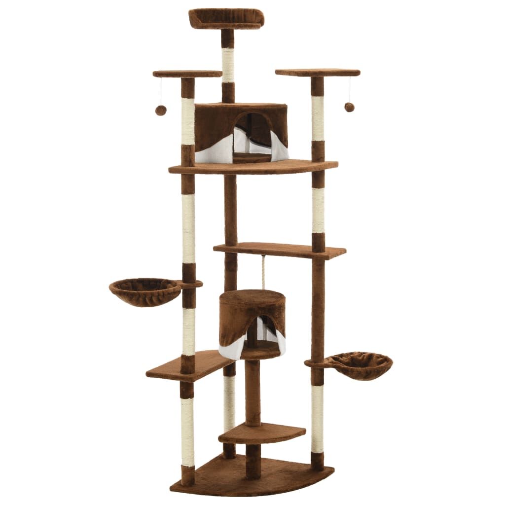 Vidaxl Rascador Para Gatos Con Poste De Sisal Marrón Y Blanco 203 Cm_2