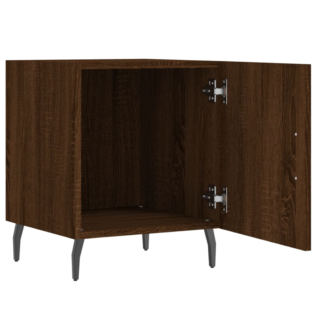 Mesita De Noche Madera De Ingeniería Marrón Roble 40x40x50 Cm_3