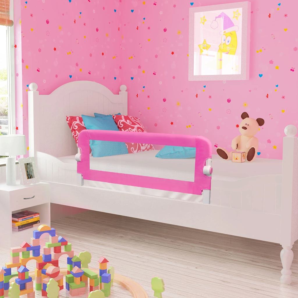 Barandilla De Seguridad Cama De Niño 2 Uds Rosa 102x42 Cm_1