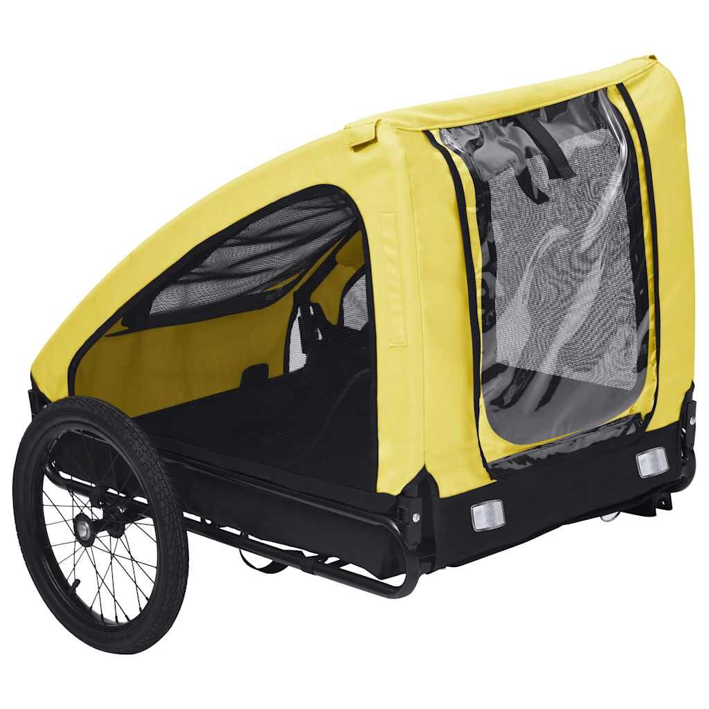 Vidaxl Remolque De Bicicleta Para Mascotas Amarillo Y Negro_4