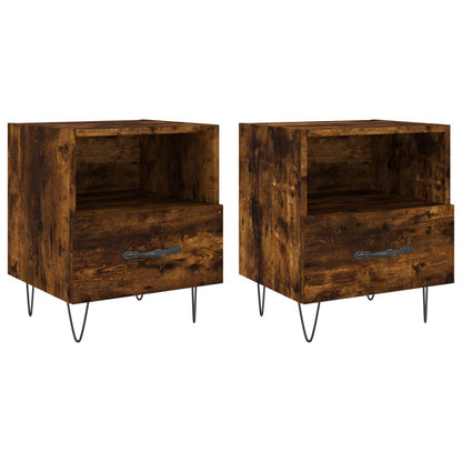 Mesita Noche 2 Uds Madera Ingeniería Roble Ahumado 40x35x47,5cm_0