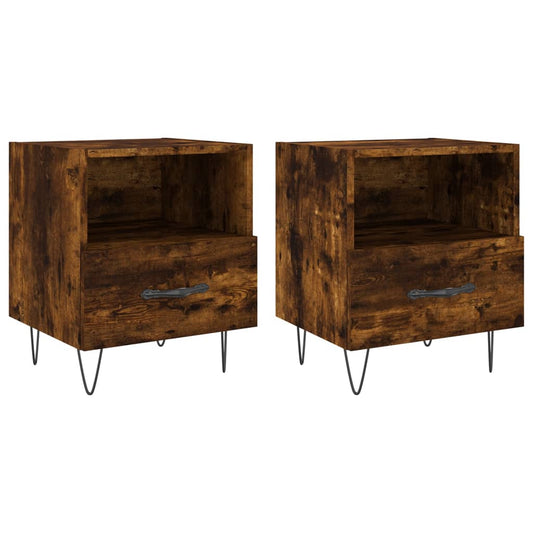 Mesita Noche 2 Uds Madera Ingeniería Roble Ahumado 40x35x47,5cm_0