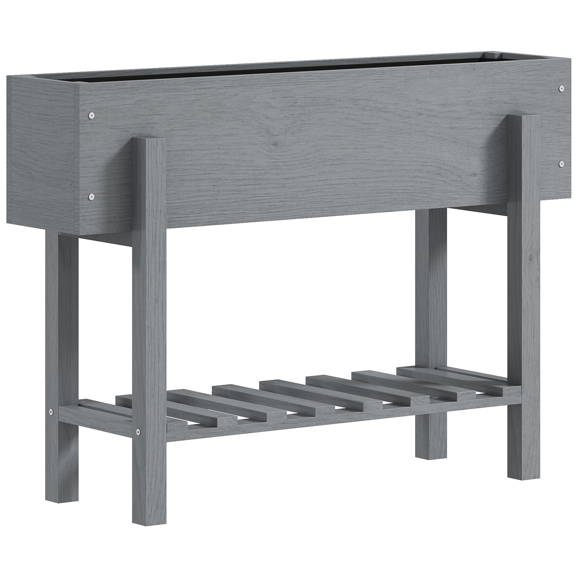 Outsunny Huerto Urbano De Madera Con Estante 100x30x70,5 Cm Gris_0