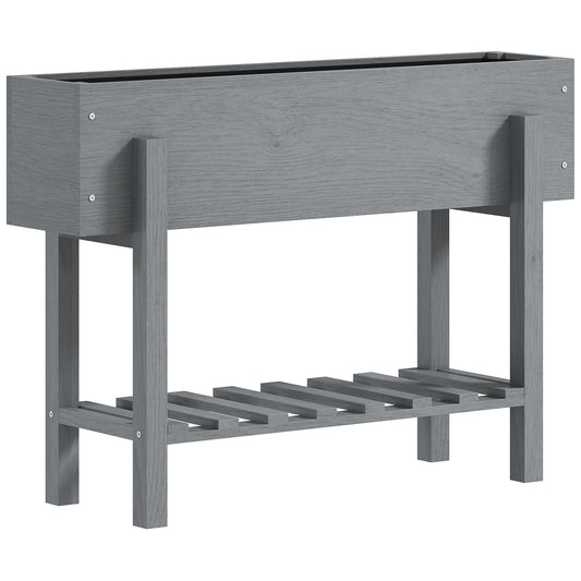 Outsunny Huerto Urbano De Madera Con Estante 100x30x70,5 Cm Gris_0