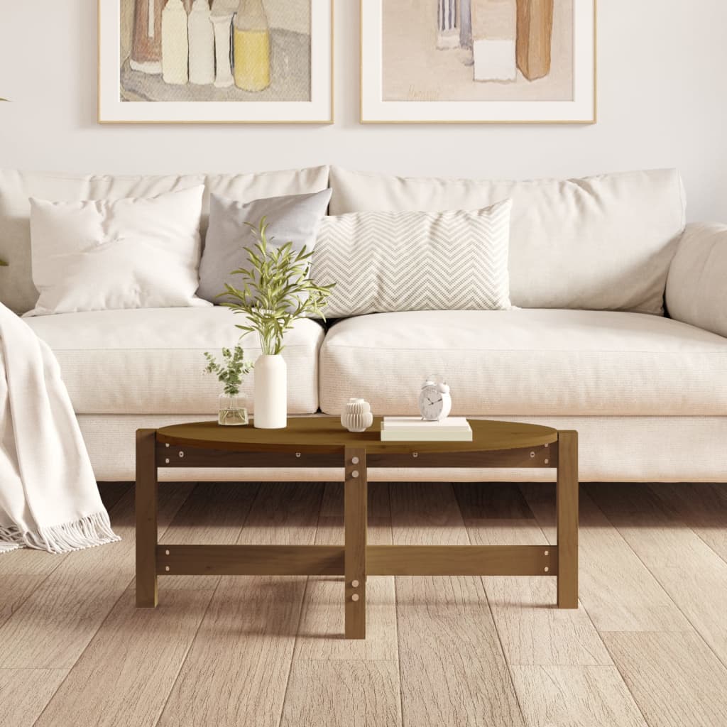 Mesa De Centro Madera Maciza De Pino Marrón Miel 87x48x35 Cm_1