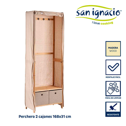 Perchero Tela Con 2 Cajones Naturales Kipit – Funcionalidad Y Estilo Ideal