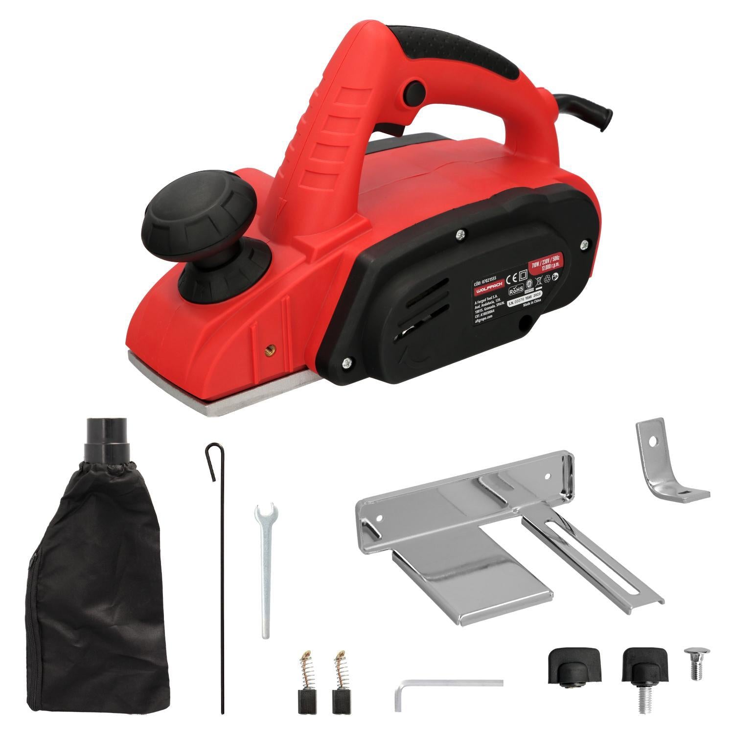 Cepilladora Electrica 710 Watt. Ancho Corte 82 Mm. Profundidad 2 Mm. Base Aluminio / Acero Cepillo Electrico Madera Carpintero