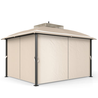 Outsunny Cenador Para Jardín 3x3,7 M Con Paredes Laterales Mosquiteras Beige_4