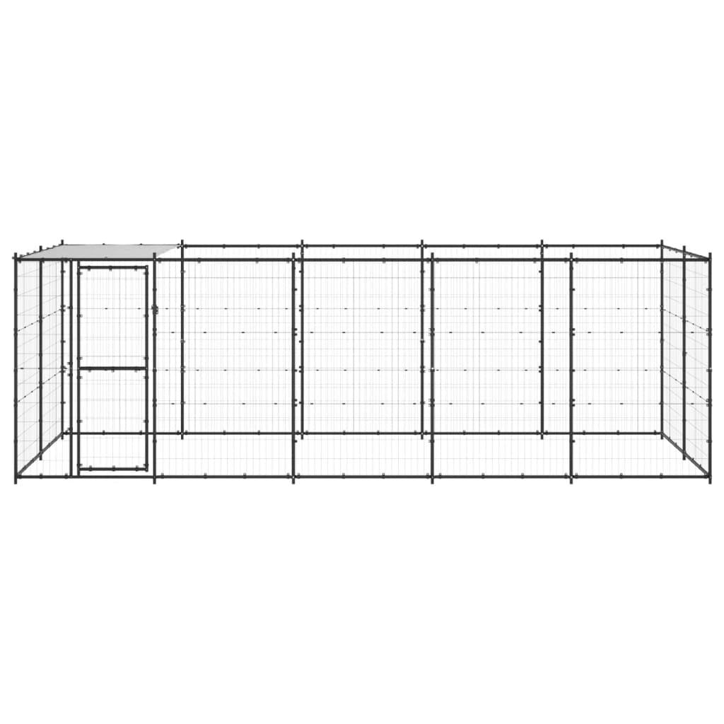 Vidaxl Perrera De Exterior De Acero Con Techo 12,1 M²_1