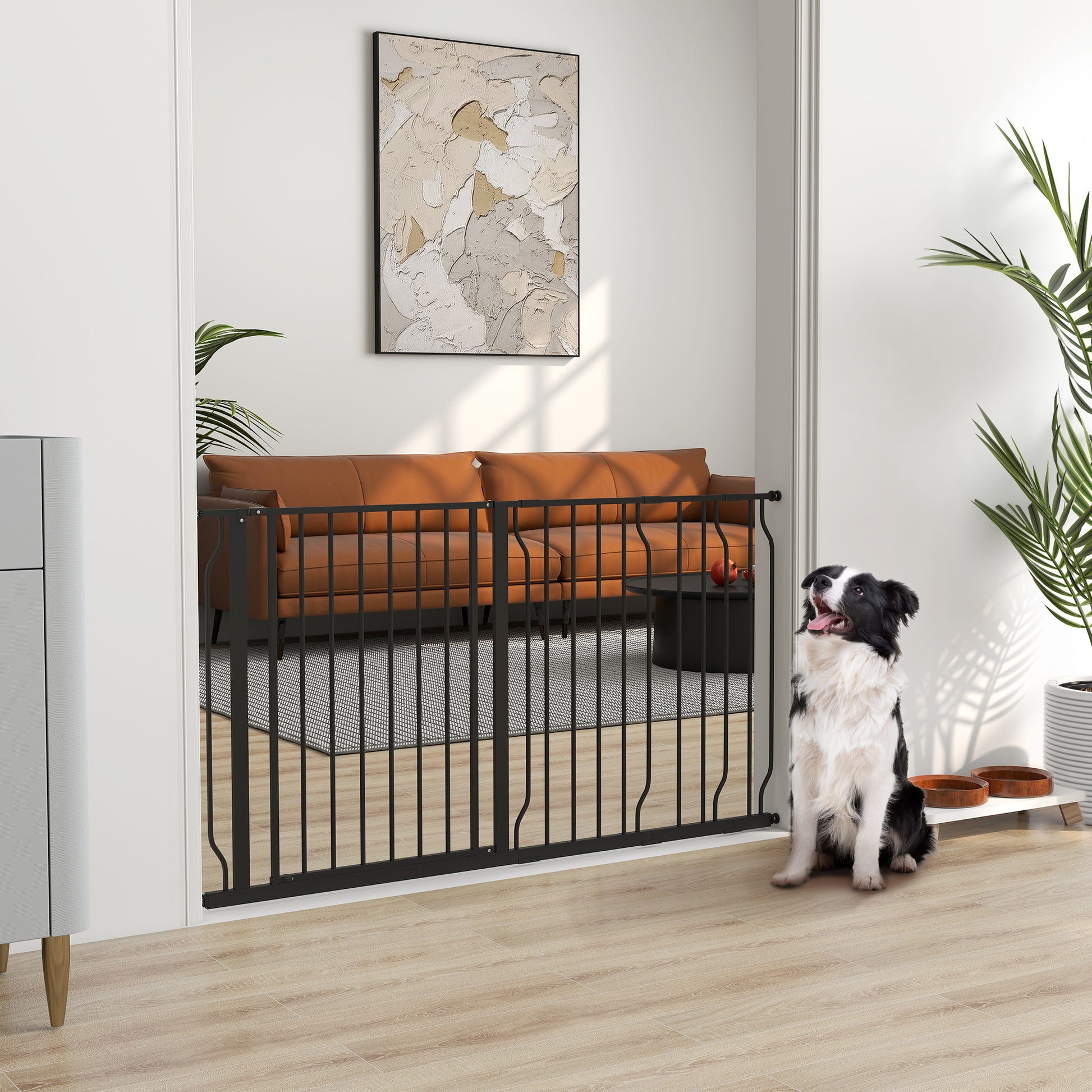 Pawhut Barrera De Seguridad Extensible Con 3 Extensiones 75-145x76 Cm Negro_1