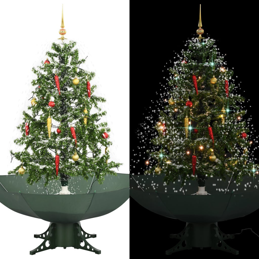 Vidaxl Árbol De Navidad Con Nieve Con Base En Paraguas Verde 140 Cm_0