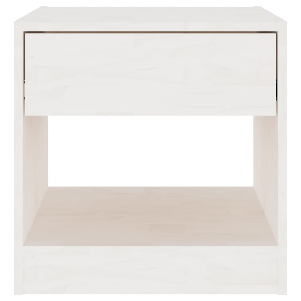 Mesita De Noche Madera Maciza De Pino Blanco 40x31x40 Cm_2