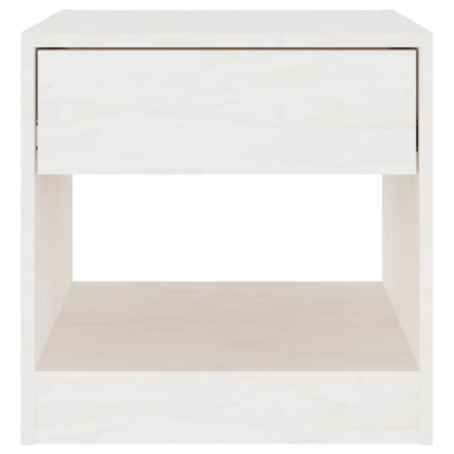 Mesita De Noche Madera Maciza De Pino Blanco 40x31x40 Cm_2