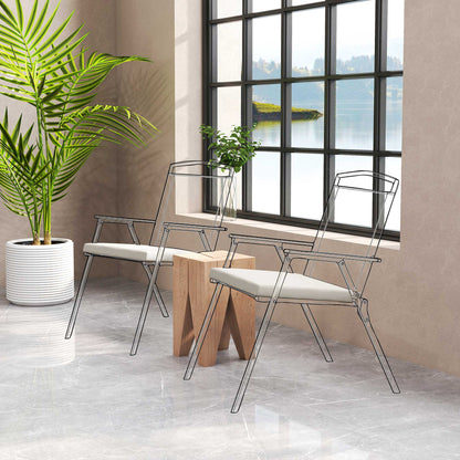 Outsunny Juego De Cojines Para Sillas De Comedor De 6 Piezas 46x42x7 Cm Crema_1