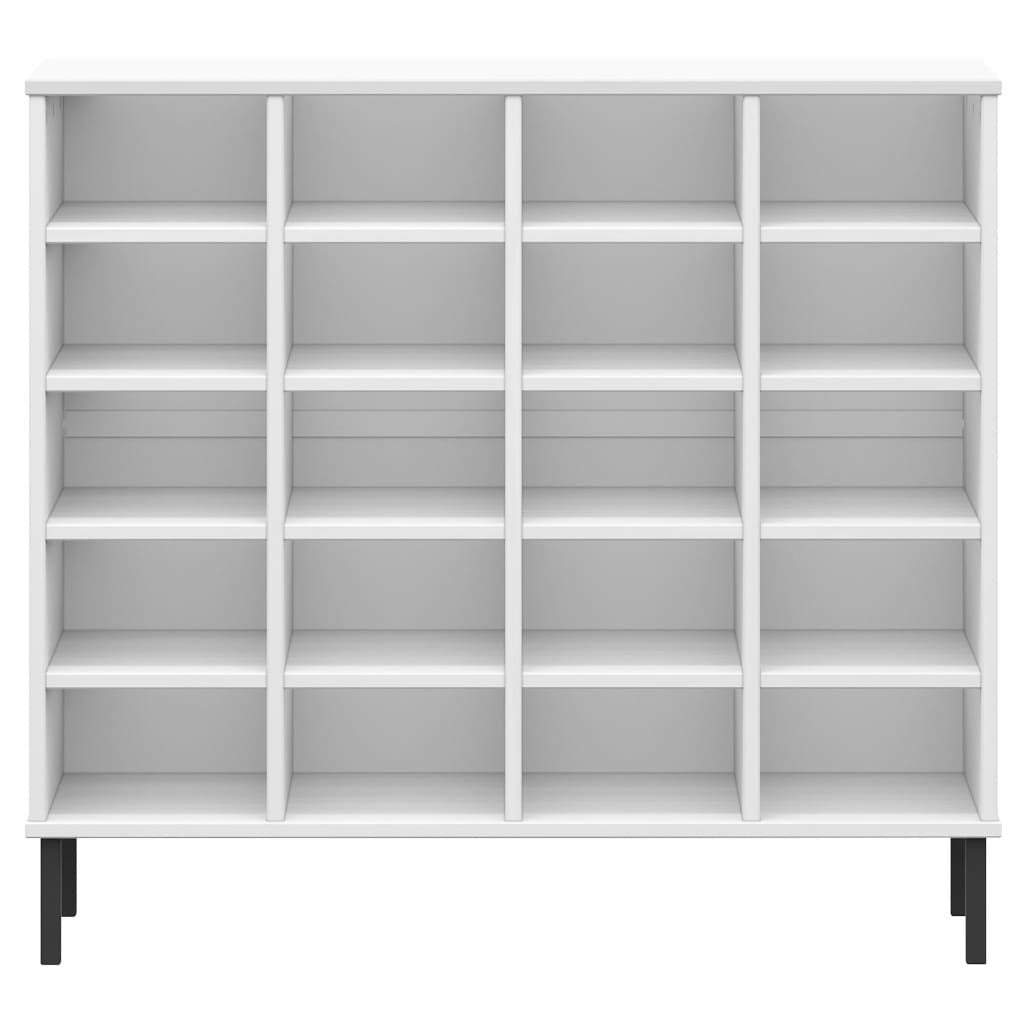 Vidaxl Zapatero Patas De Metal Oslo Madera Maciza Blanco 95x35x86 Cm_3