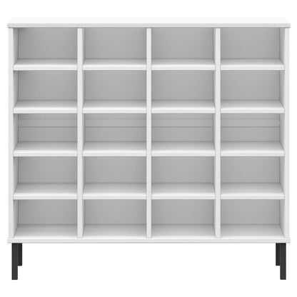 Vidaxl Zapatero Patas De Metal Oslo Madera Maciza Blanco 95x35x86 Cm_3