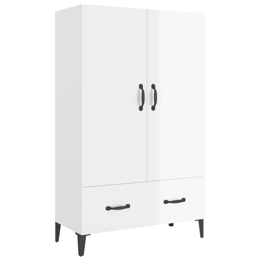 Aparador De Madera Contrachapada Blanco Brillante 70x31x115cm / Vetonek_4