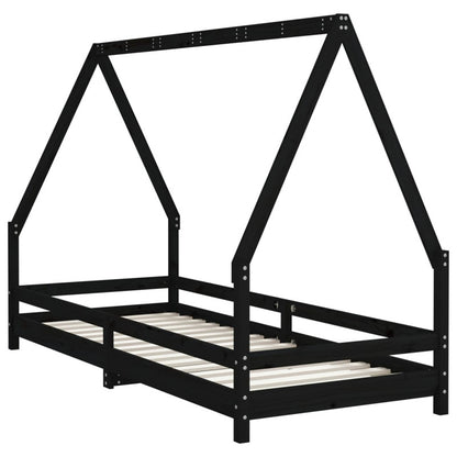 Vidaxl Estructura De Cama Para Niños Madera De Pino Negro 90x200 Cm_5