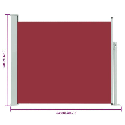 Vidaxl Toldo Lateral Retráctil De Jardín Rojo 100x300 Cm_2