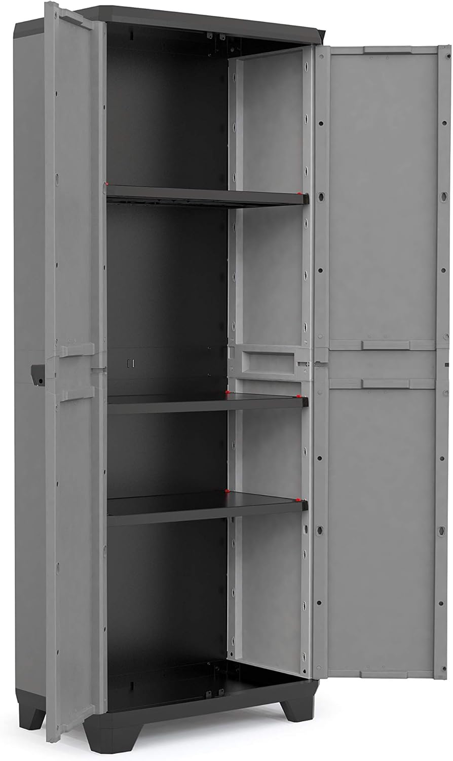 Keter Armario Stilo Alto, Resina, 2 Puertas, 3 Baldas, 173x68x39 Cm._3