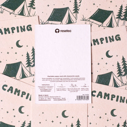 Postal Plantable Camping Semillas de Manzanilla | Papel de Algodón Reciclado | Regalo Original - Resetea_3