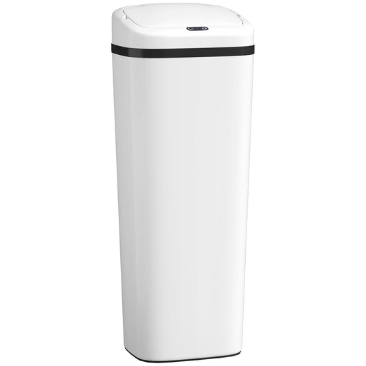 Balde De Lixo Homcom Aço Inoxidável, Abs Branco 33x25x84 Cm_0