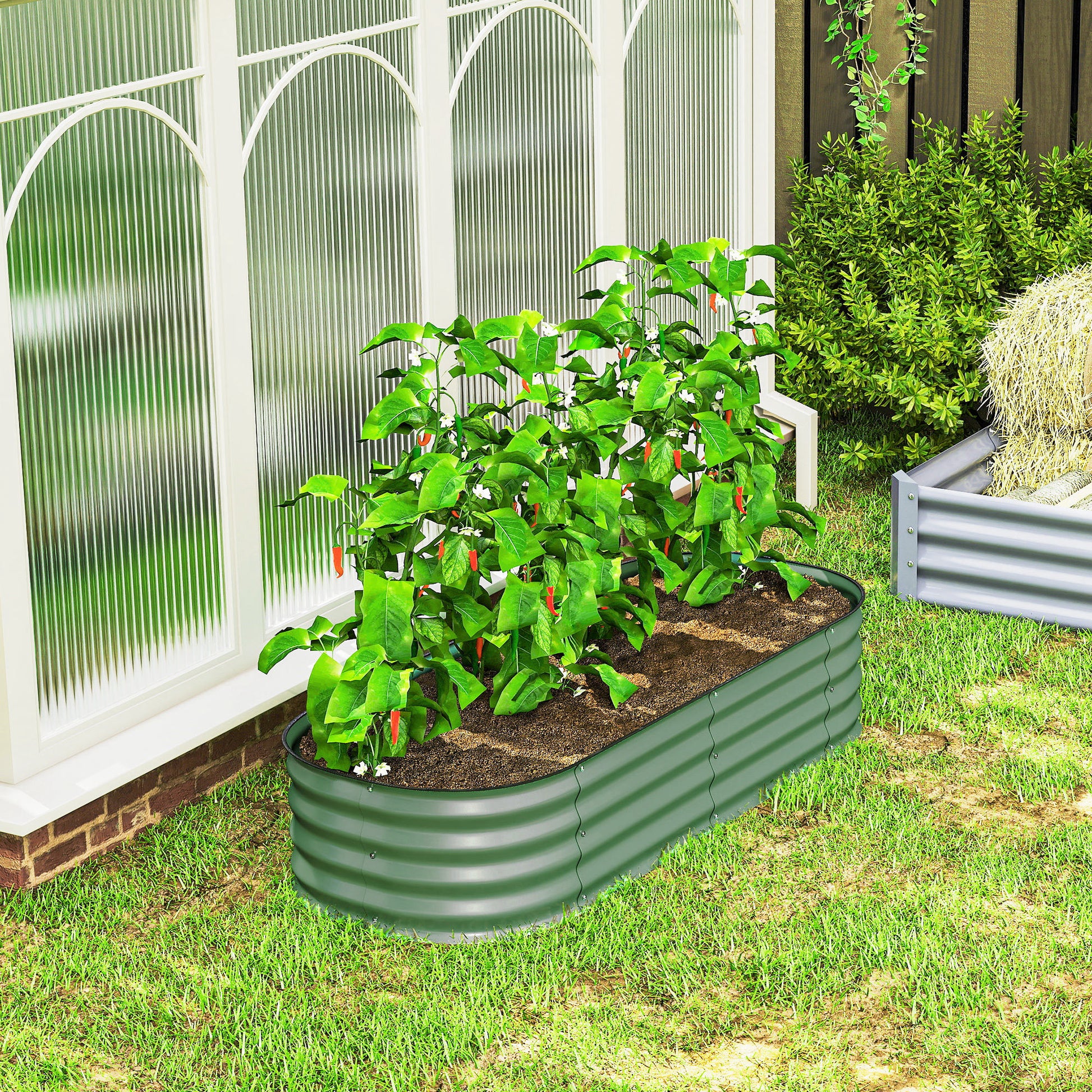 Outsunny Jardinera Exterior Grande De Acero Galvanizado Con Bordes De Seguridad_3