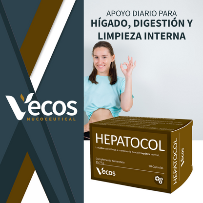 Hepatocol Vecos 90 Cápsulas | Control De Hígado Graso | Colina + Betaína_1