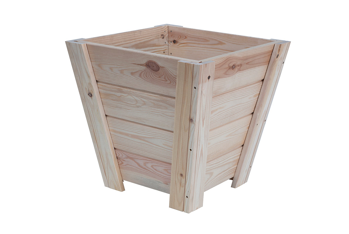 Macetero Abril Cerrado De Madera Natural De 50 X 50 X 47 Cm 10° 55l + Bolsa Geotextil..