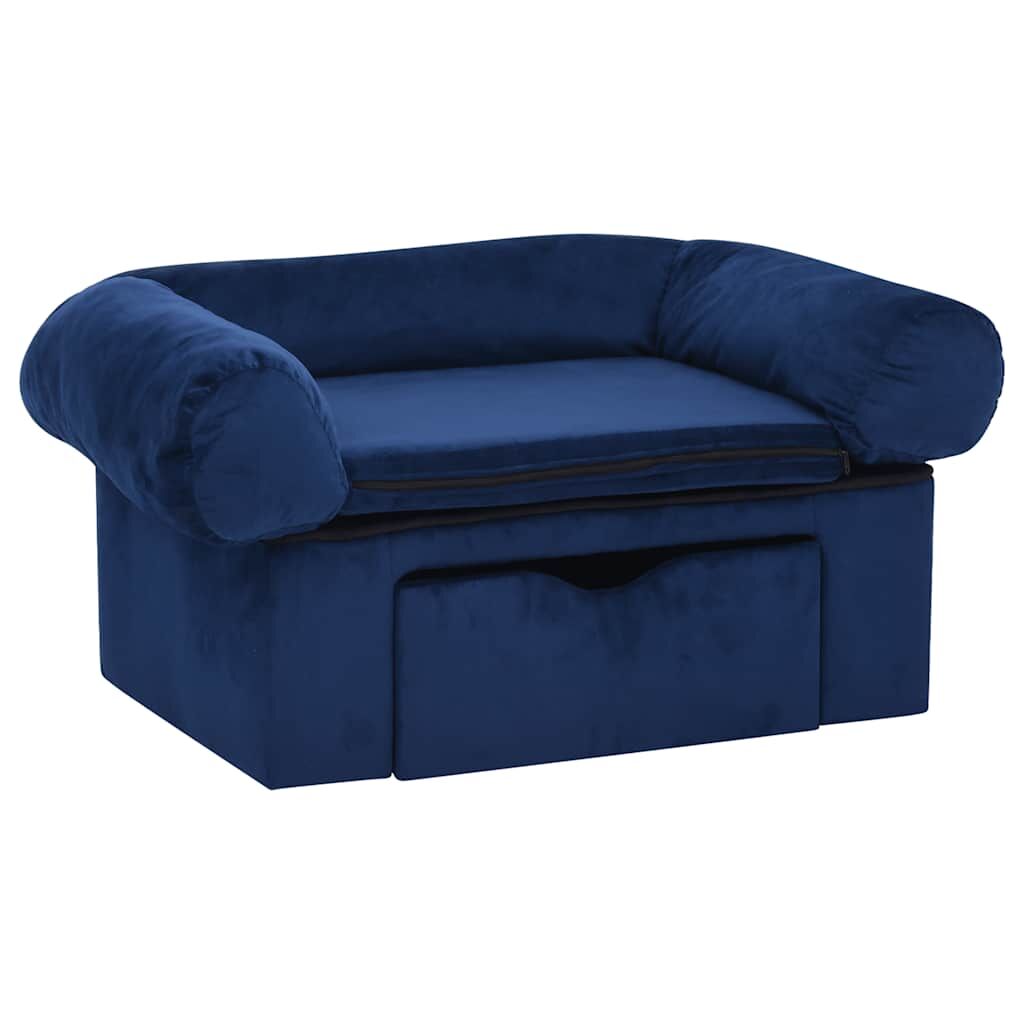 Vidaxl Sofá Para Perros Con Cajón Felpa Azul 75x50x38 Cm_0