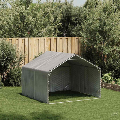 Caseta Para Perros De Exterior Con Cubierta 2x2x1,5 M De Acero Galvanizado_0