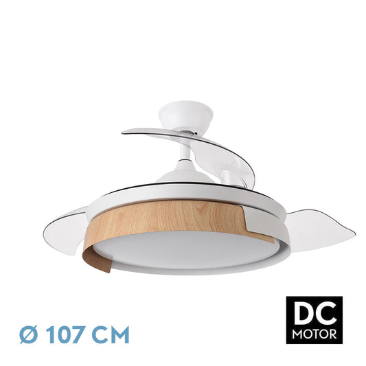 Ventilador Dc Provenza 72w 7200lm Blanco/haya 3asp.desplegables 36/51x50/107d.3col, Remoto, Temporizador, Memoria_0