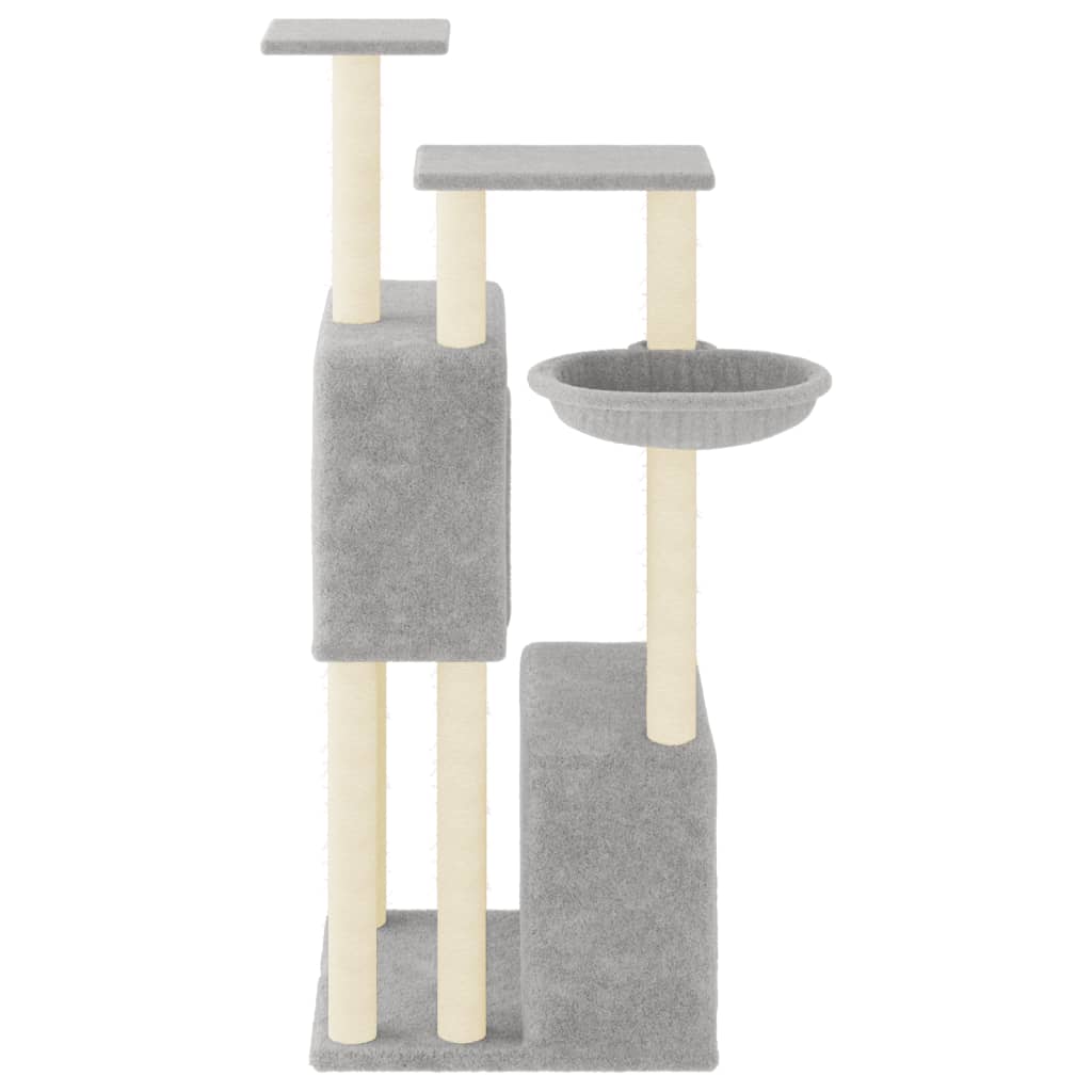 Rascador Para Gatos Con Postes De Sisal Gris Claro 122 Cm_3