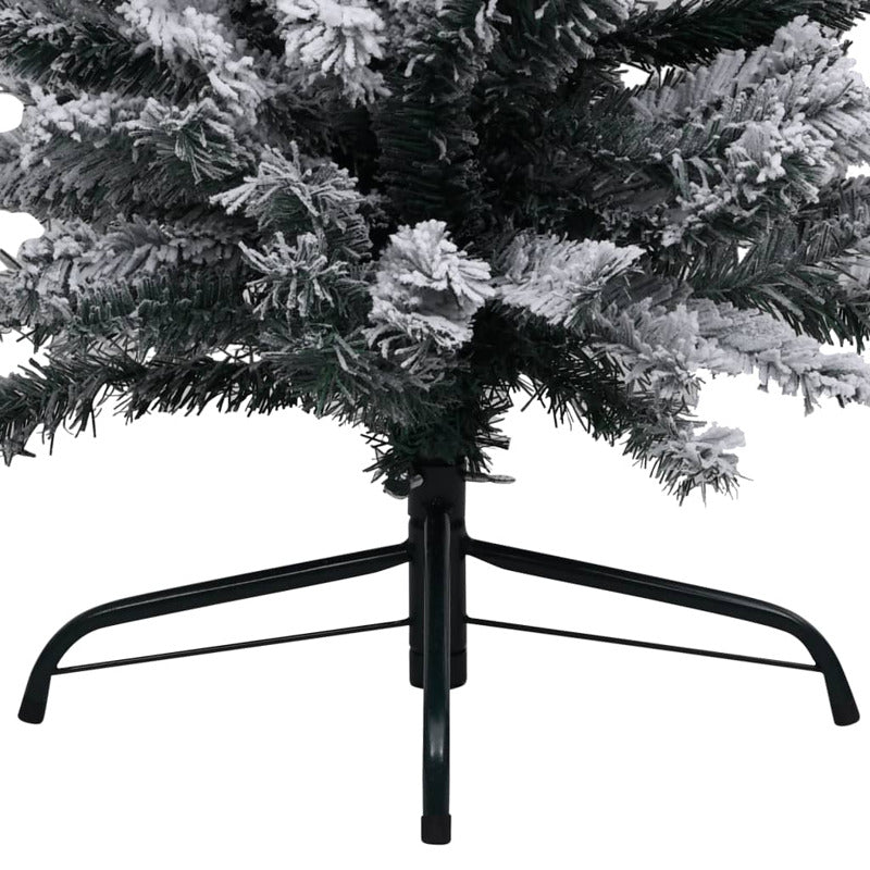 Vidaxl Árbol De Navidad Delgado Con Nieve Pvc Verde 180 Cm_5