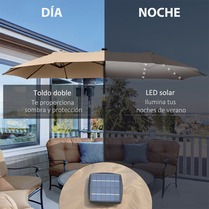 Outsunny Sombrilla Doble Con 48 Luces Led_3