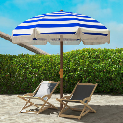 Outsunny Sombrilla De Playa Grande Ø190x210 Cm Protección Uv40+ Azul Y Blanco_1