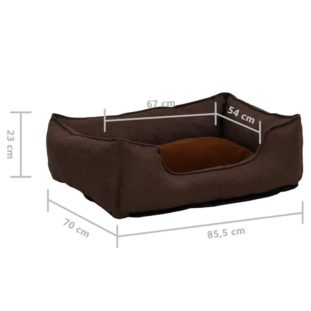 Cama De Perro De Felpa Apariencia De Lino Marrón 85,5x70x23 Cm / Vetonek_1