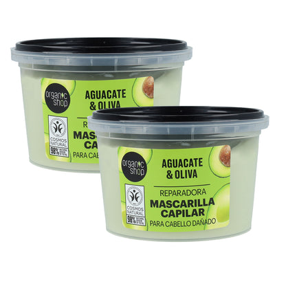 Pack PROMO 2x Mascarilla Capilar Reparadora Express Aguacate y Oliva Organic Shop 250 ml