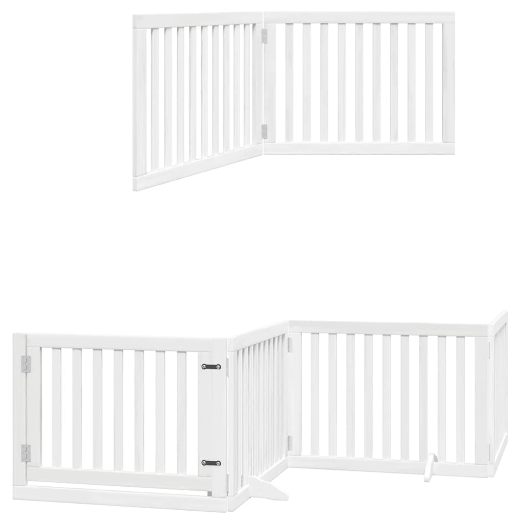 Vidaxl Puerta De Perros Plegable 6 Paneles Madera Álamo Blanca 480 Cm_2