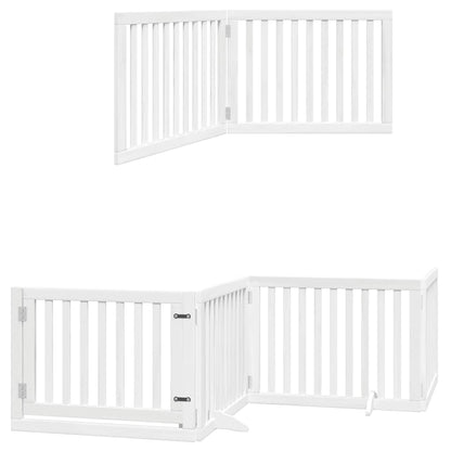 Vidaxl Puerta De Perros Plegable 6 Paneles Madera Álamo Blanca 480 Cm_2