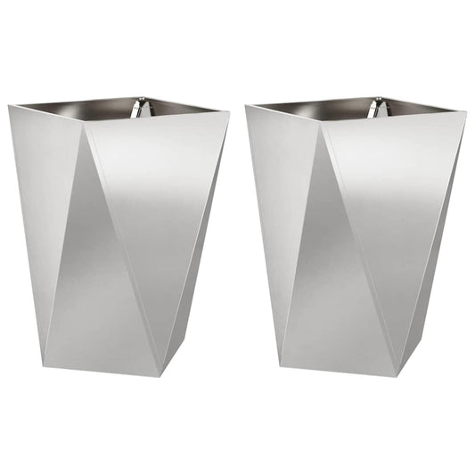Jardinera 2 Uds. Plateado 50 X 50 X 75 Cm Acero Inoxidable_0