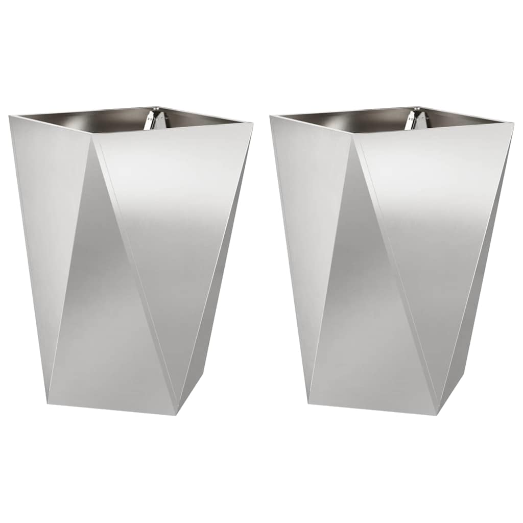Jardinera 2 Pcs Plateado 50 X 50 X 75 Cm Acero Inoxidable_0