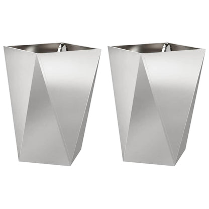 Jardinera 2 Pcs Plateado 50 X 50 X 75 Cm Acero Inoxidable_0