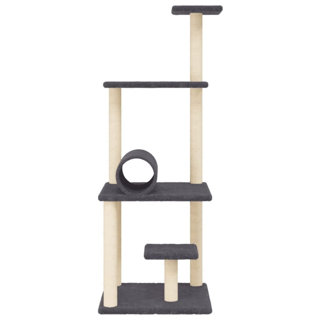 Vidaxl Rascador Para Gatos Con Postes De Sisal Gris Oscuro 136 Cm_3