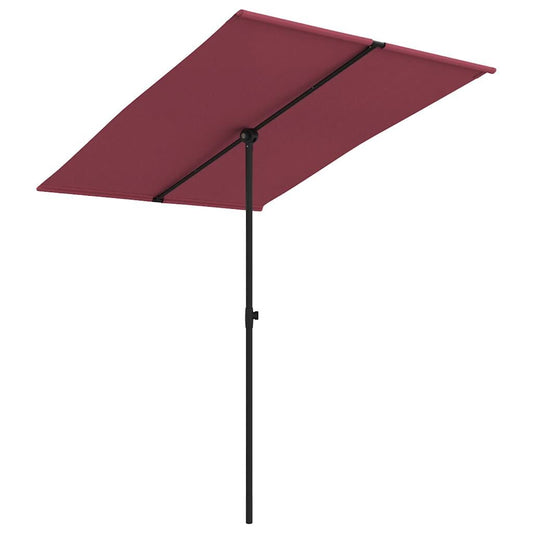 Vidaxl Sombrilla De Jardín Con Palo De Aluminio Rojo Burdeos 2x1,5 M_0