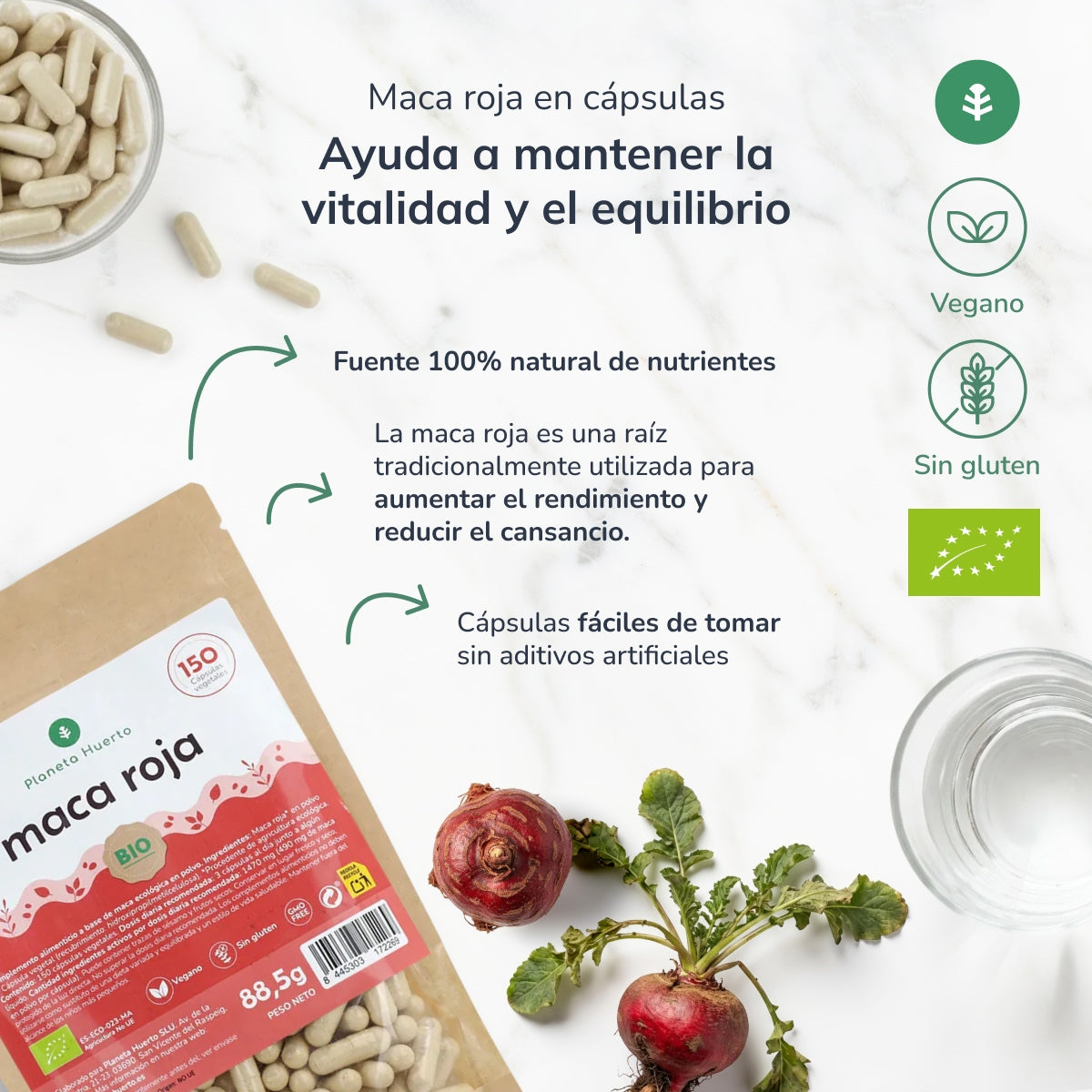 Maca Roja BIO Planeta Huerto 150 cápsulas