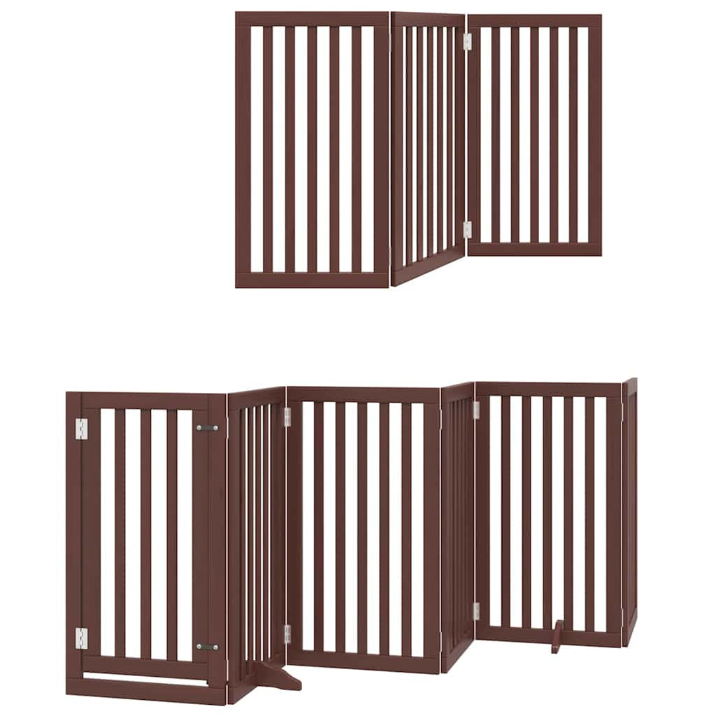 Vidaxl Puerta De Perros Plegable 12 Paneles Madera Álamo Marrón 600 Cm_2
