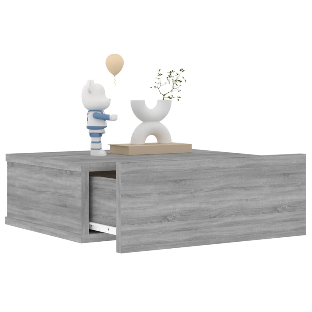 Mesita De Noche Flotante 2 Uds Madera Gris Sonoma 40x30x15 Cm_3