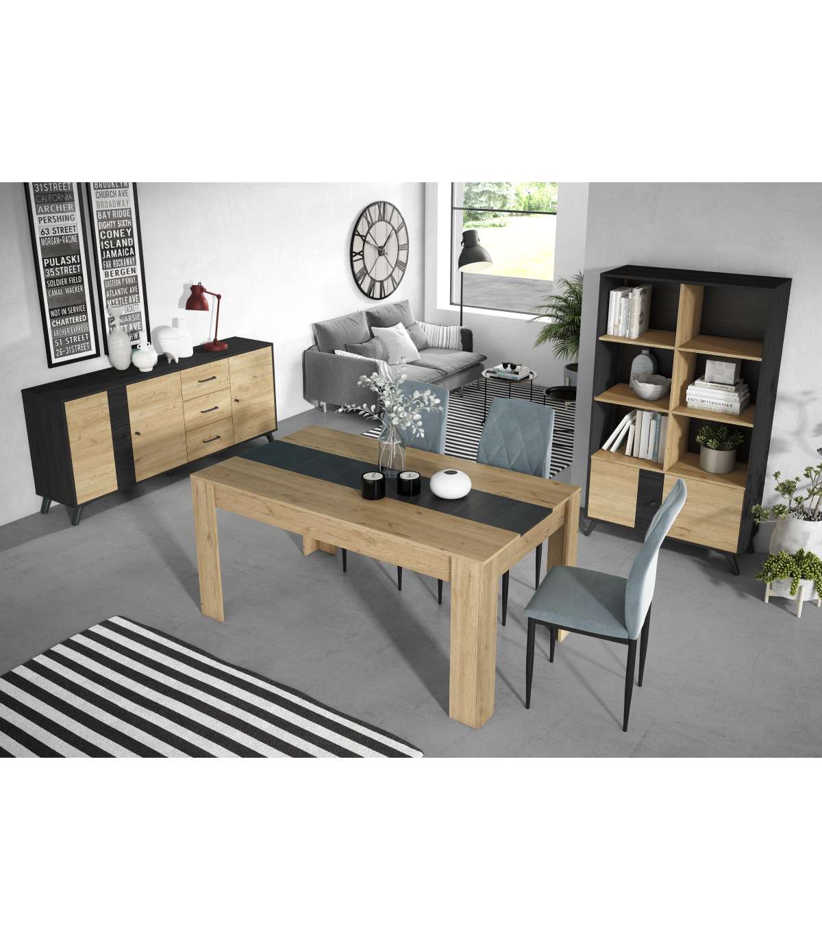 Mesa Comedor Rectangular Natur Acabado Natural/bocamina, 76cm(alto) 140cm(ancho) 90cm(larg_2