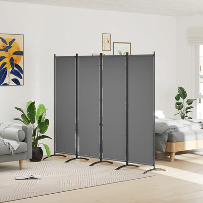 Outsunny Biombo Separador De Ambientes De 4 Paneles Plegable 221x172 Cm Gris_1